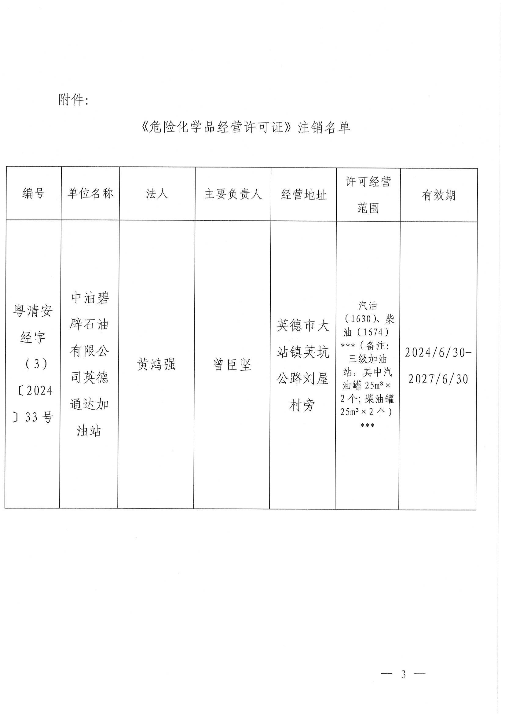 英应急〔2025〕20号 英德市应急管理局关于依法注销中油碧辟石油有限公司英德通达加油站《危险化学品经营许可证》的通告_02.jpg
