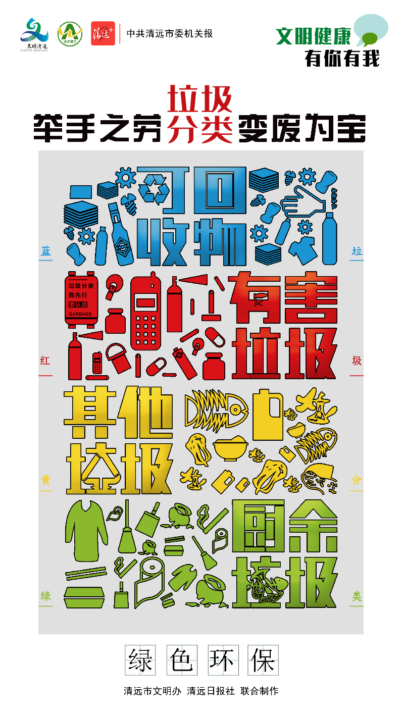 "文明健康,有你有我"主题公益广告绿色环保系列宣传画